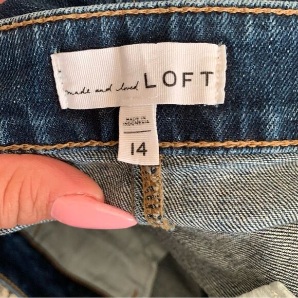 LOFT mini Denim Button Down Stretch Jean Skirt - Picture 11 of 11